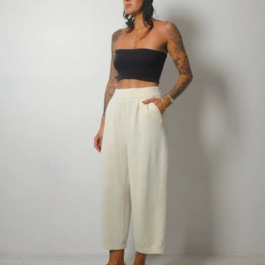 1980's Cream Knit Wide Leg Pant