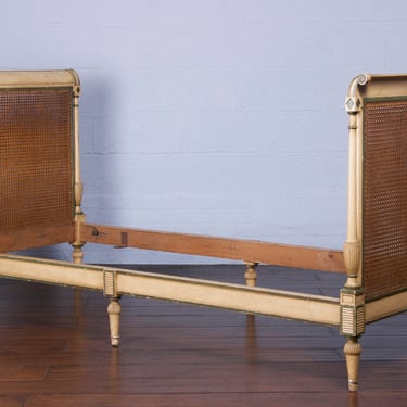 19th Century French Directoire Style Painted Cane Daybed 