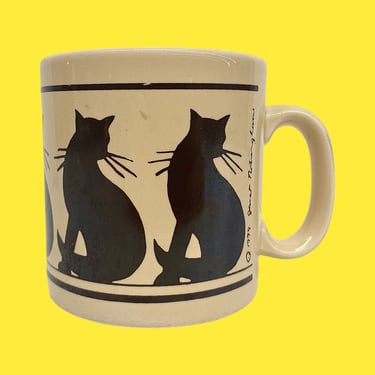 Vintage Cat Mug Retro 1970s Contemporary + FPC + Janet Nottingham + Ceramic + Tan + Brown + Silhouette + Kitchen + Drinking + Coffee or Tea 