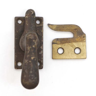 Vintage Dark Brass Plated Steel Window Casement Latch