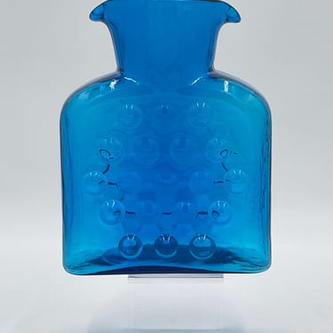 Blenko Blue Hob Nail MCM Glass Water Carafe