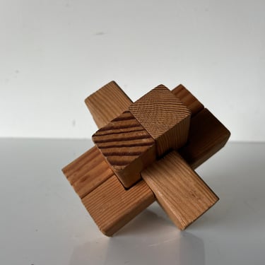 90's Postmodern Style Geometric Wood Art Sculpture 