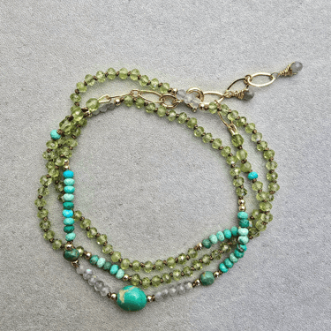 James + Jezebelle | Peridot  + Turquoise + Labradorite Wrap Bracelet