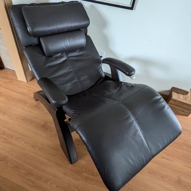 Brown Leather Perfect Chair Zero Gravity Recliner by Human Touch