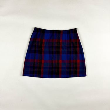 1990s The Limited  Plaid Wool Mini Skirt / Red, Blue and Purple / y2k / Grunge / Size 6 / Preppy / 00s / Bratz / Medium / M / Deadstock / 