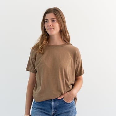 Vintage Brown T Shirt | Cotton Holes Crew Neck Tee Shirt | Made in USA | BT100 | M L | 