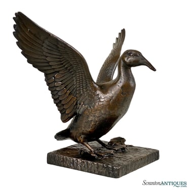 Vintage Traditional Bronze Mallard Duck Bird Sculpture