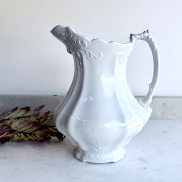 Large White Ironstone Pitcher Antique Johnson Brothers English Ironstone Pitcher Modern Farmhouse Heavy Stoneware Royal Ironstone China 