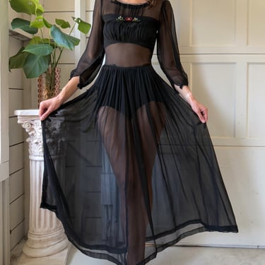 40s Beaded Silk Dress | S
