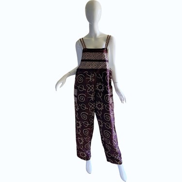 80s Denim Overalls Jumpsuit / Vintage India Celestial Jumpsuit / 1980s Vintage Jumpsuit Medium 