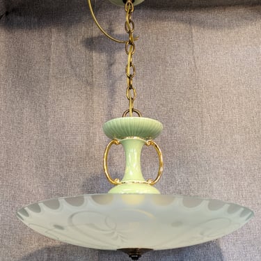 Large Green Porcelain Chandelier