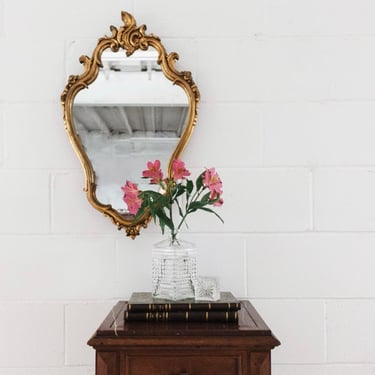 midcentury French rococo Louis XV style gilt wood mirror