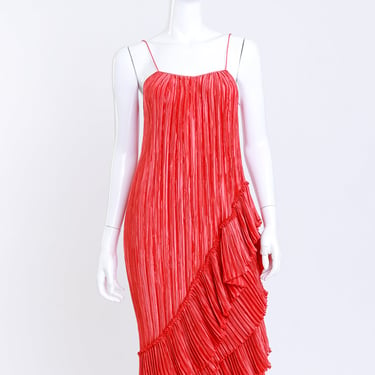 Pleated Asymmetric Ruffle Dress