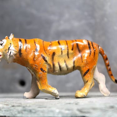 Vintage Cast Metal Tiger Figurine | Metal Tiger Figurine | Vintage Die Cast Toy | Made in France 