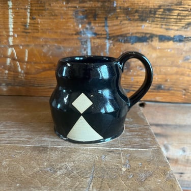 Mug - Black with Tan Geometrics 