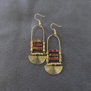 Lava rock and gold earrings 