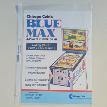 Original Chicago Coin Blue Maxx Pinball Flyer Pinball Advertisement 