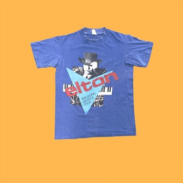 Vintage Elton John Tee Retro 1990s Breaking Hearts Tour + Everybody's Restless + Size Medium + Band Tshirt + Concert Shirt + Unisex Apparel 