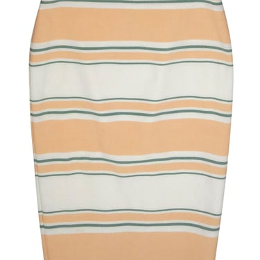 Elizabeth & James - Peach, Green & White Striped Pencil Skirt Sz 4