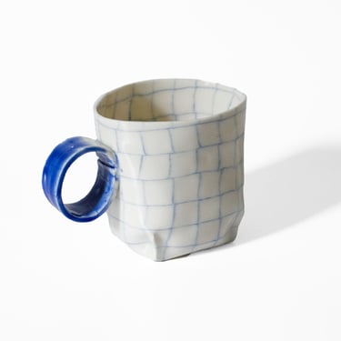 Nerikomi Check Pattern Origami Mug