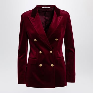 Tagliatore Red Velvet Double-Breasted Jacket Women