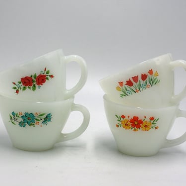 vintage Fire King milk glass coffee cups by Anchor Hocking set of four 