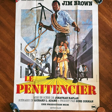 Vintage French Jim Brown Movie Poster Le Penitencier - The Slams (1970’s)