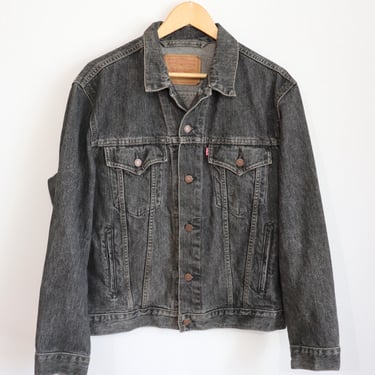 Vintage 80s/90 Levi's Denim Trucker Jacket Dark Gray Men's Size 42 Used Jean 