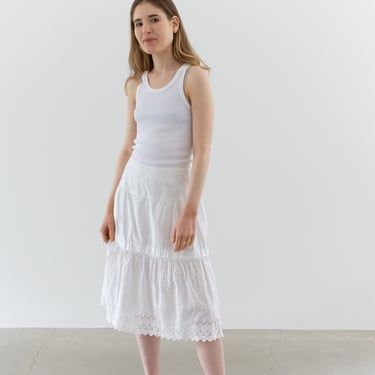 Vintage White Cotton Eyelet Antique Skirt | Summer Petticoat | S4 