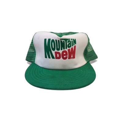 1970s 1980s Vintage Mountain Dew Trucker Hat, Green & White Snap Back Adjustable Cap, Park Avenue Made in USA, Retro 90s, A Simple Life 