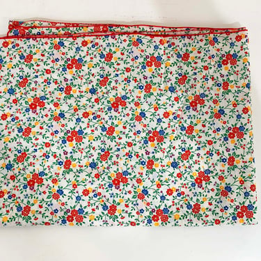 Vintage Floral Tablecloth Red Print Pattern Mid-Century Table Cloth Dining Room Kitchen Cottagecore Linen 1960s 
