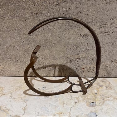 1960s French Art Deco Sculptural Wine Bottle Holder Woven Copper 