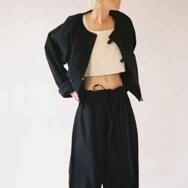 Puffy Pleated Pants in Black