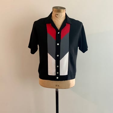 1950s vintage Penleigh Sportswear black rayon shirt jac-size M (marked L) 