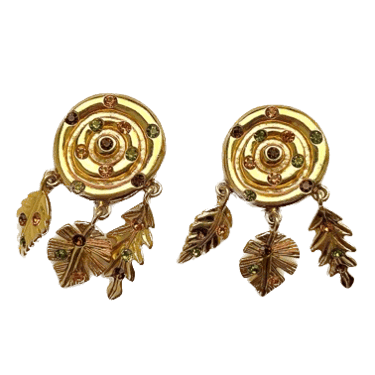 90s Gold Leaf Statement Clip On Earrings