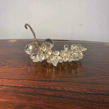 Mid Century Clear Glass Grapes Decor