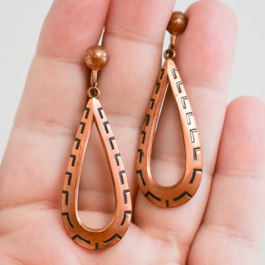 1950s/60s Copper Dangle Screw Back Earrings 