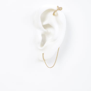 E109 cross threader earring, chain earrings, ear cuff chain, long chain earrings, cuff chain earrings, gift for her, ear cuff 