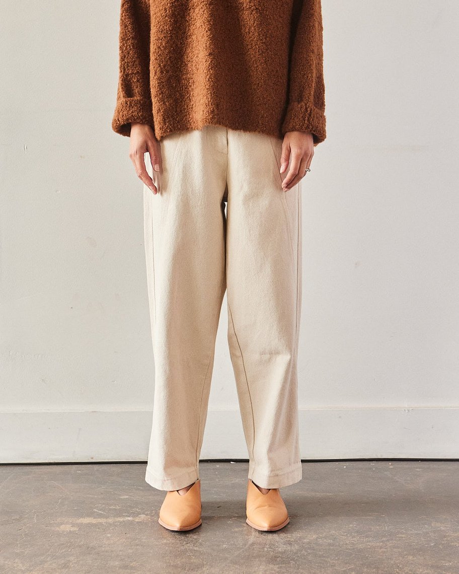 Cotton & Wool Carrot Pants in Alabaster