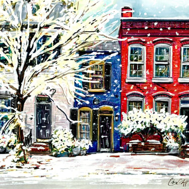 Snowy Spite House in Old Town Alexandria Gicleé Print by Cris Clapp Logan 