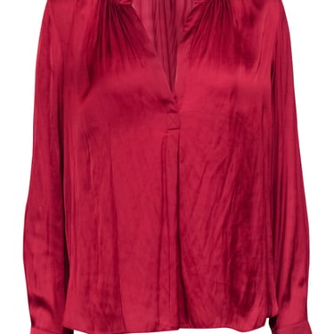 Zadig &amp; Voltaire - Wine Red Satin Blouse Sz L