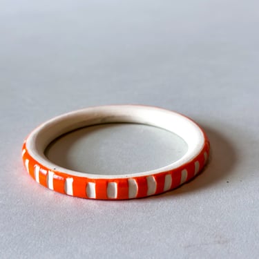 Medium Bangle - Orange Ticking - porcelain