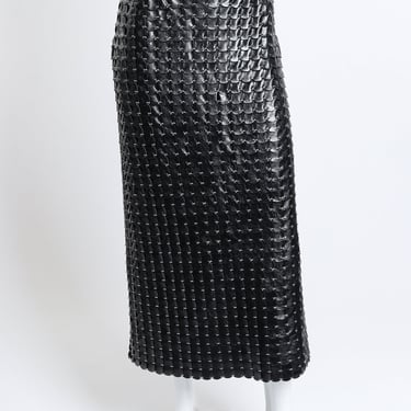 2020 F/W Leather &amp; Ring Link Midi Skirt