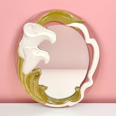 Oval Calla Lily Framed Mirror 