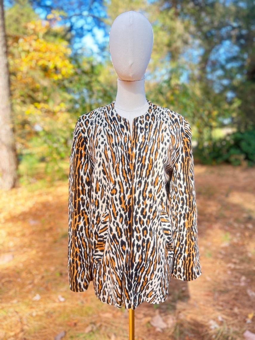 1950s Open Front Faux Leopard Casual Coat Fully Lined 36 Bust | Amalgamated  Costume and Design Studio | Arlington, VA