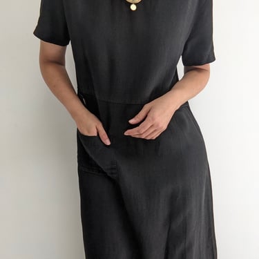 Vintage Black Linen Market Dress