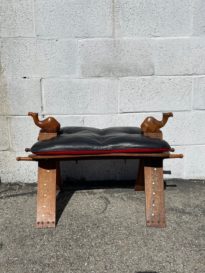 Wood Camel Saddle Holder Stool Bench with Cushion – Portland Revibe