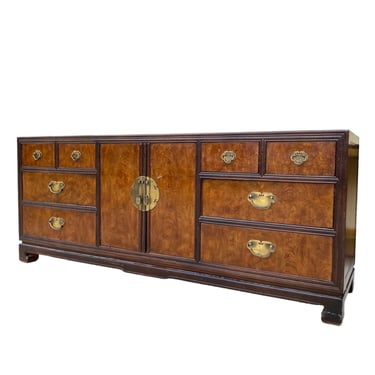 Vintage Chinoiserie Dresser with 9 Drawers by Drexel Tai-Ming Collection 76" Long Asian Hollywood Regency Wood Furniture 