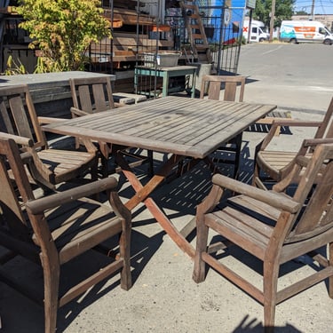 Teak 7 Piece Table and Chairs Set