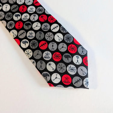 Black, White and Red Neuron Dots Silk Tie - Science Necktie - Neuroscience Tie 